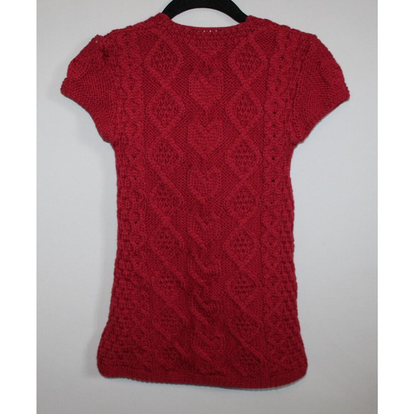 NWT Carraig Donn Cable Knit Wool Cap Sleeve Dress Red Girl's Size Medium H12020 - Picture 9 of 11